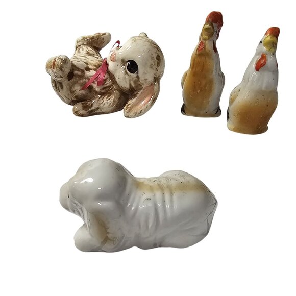 Vtg Ceramic Animals & 1950s Rooster Salt & Pepper Shakers Japan Mixed Animals - Picture 5 of 7